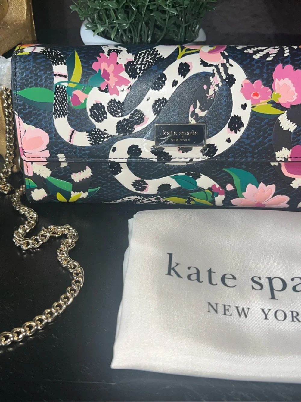 KATE SPADE Sammy Snake Flap Chain Crossbody Bag